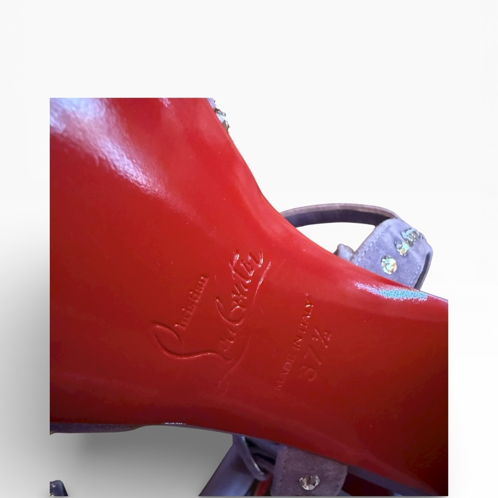 Christian Louboutin Purple Suede Crystal Embellished Movida Jane Platforms 37.5 - Picture 11 of 13